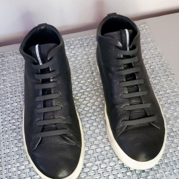 ECCO Men's Size 8 Danish Design Black Leather High-Tops - Picture 8 of 9